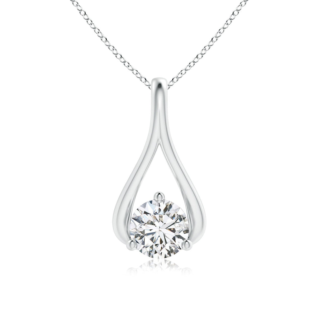 14K Gold Lab Diamond Wishbone Drop Pendant Necklace