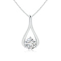 14K Gold Lab Diamond Wishbone Drop Pendant Necklace