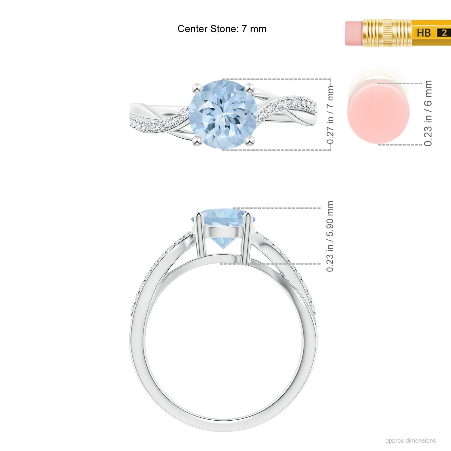 14K Gold Aquamarine Twisted Split Shank Ring