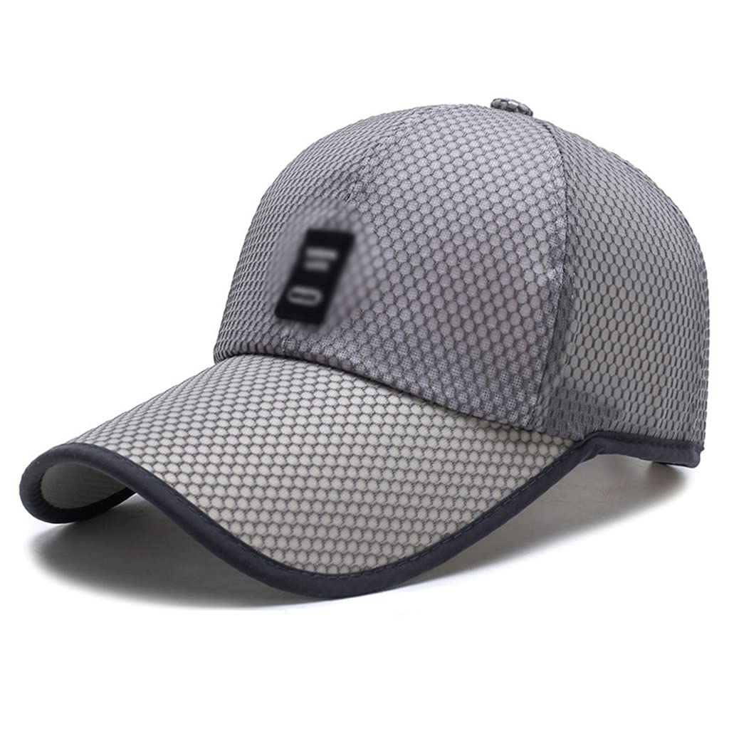 Men Long Brim Leather Patch Sun Visor Baseball Cap