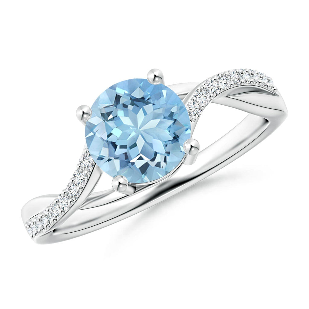 14K Gold Aquamarine Twisted Split Shank Ring