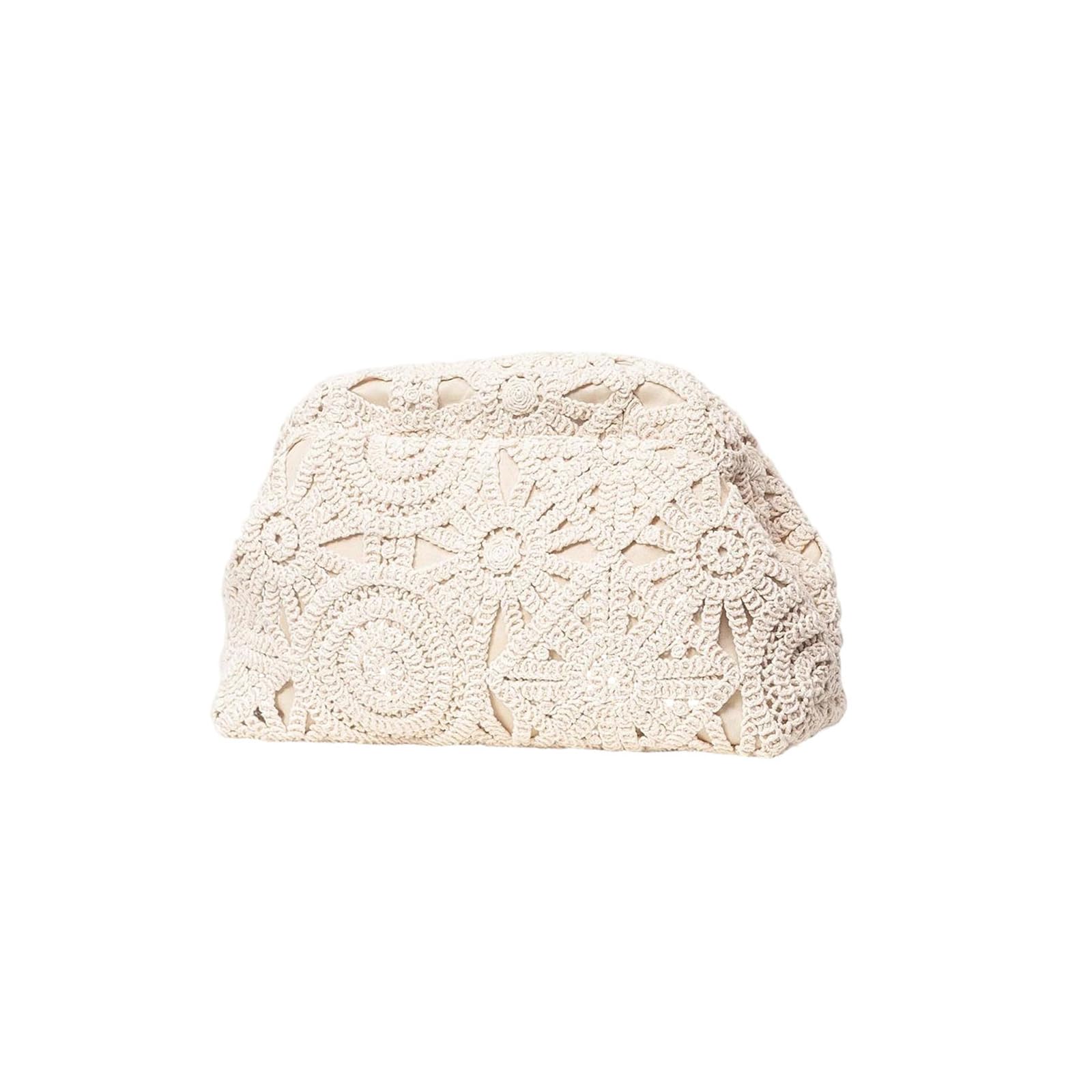 Bohemian Woven Clutch Bag Hollow Straw Purse Clip Closure Beach Casual