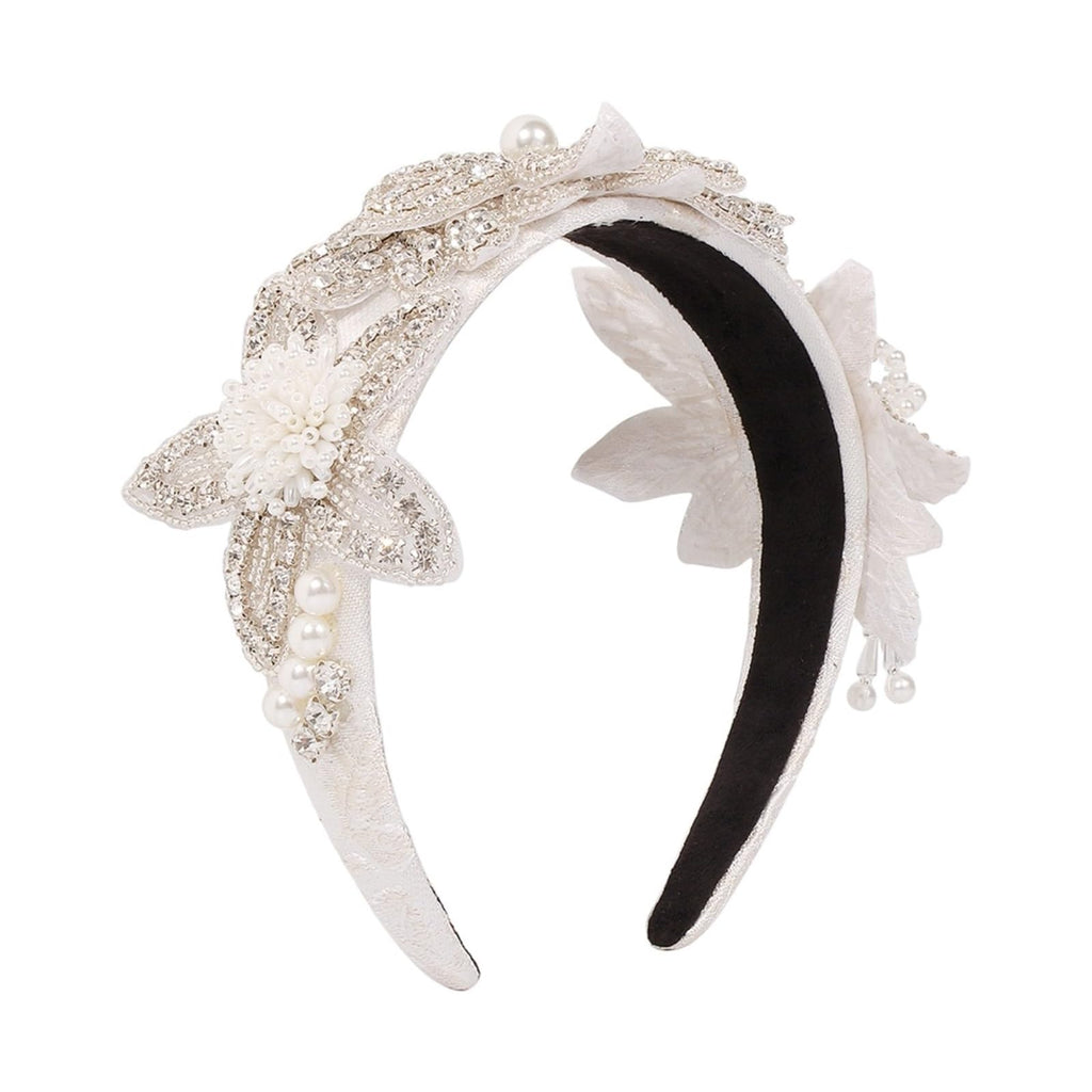 Floral Beaded Fringe Headband Handmade Rice Bead Hair Accessory