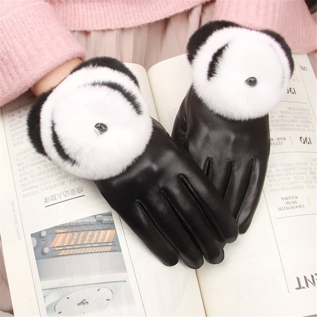 Women Waterproof Windproof Leather Thermal Ski Gloves