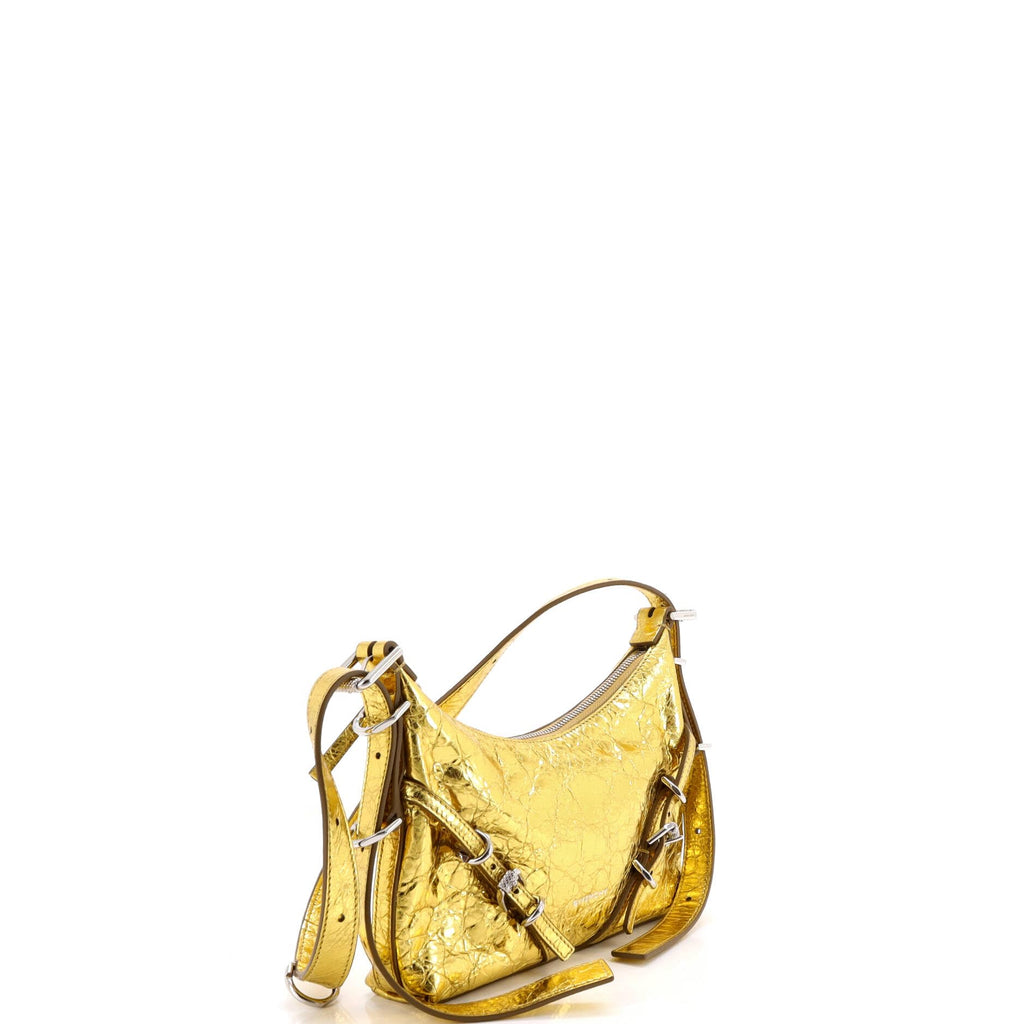Pre Loved Metallic Leather Mini Shoulder Bag Gold