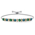 10K Gold 925 Silver Green Nano Emerald Blue Diamond Bracelet 9 Inch