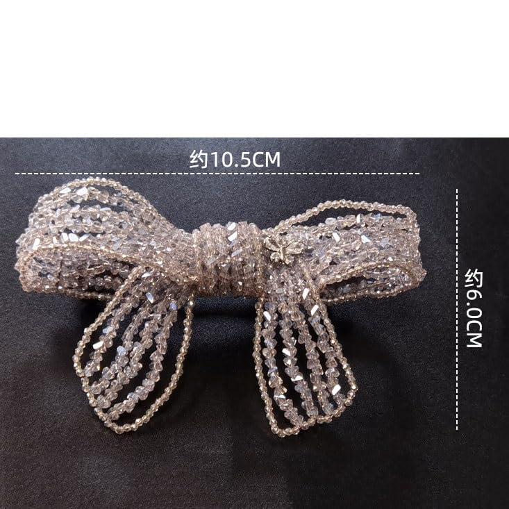 Crystal Bow Hair Clip Handmade Ponytail Half Up Spring Barrette