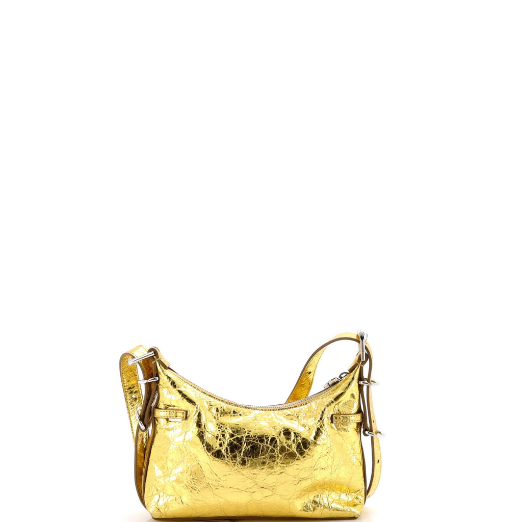Pre Loved Metallic Leather Mini Shoulder Bag Gold