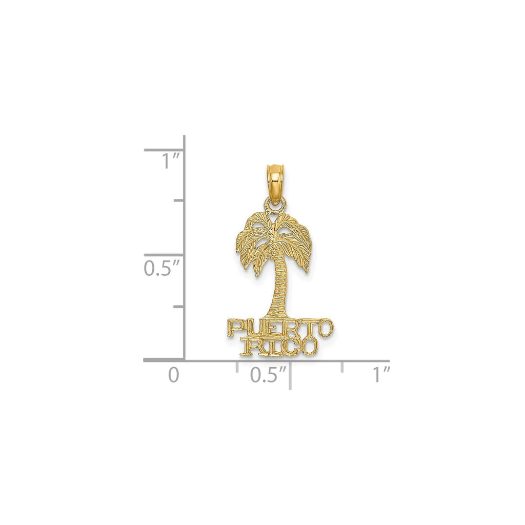 14K Yellow Gold Palm Tree Pendant Necklace Tropical Island Pride Jewelry