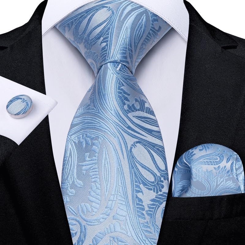 Men Silk Tie Set Bow Tie Necktie Pocket Square Cufflinks