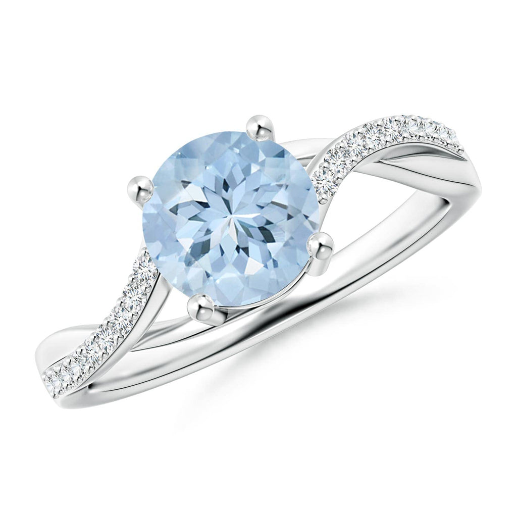 14K Gold Aquamarine Twisted Split Shank Ring