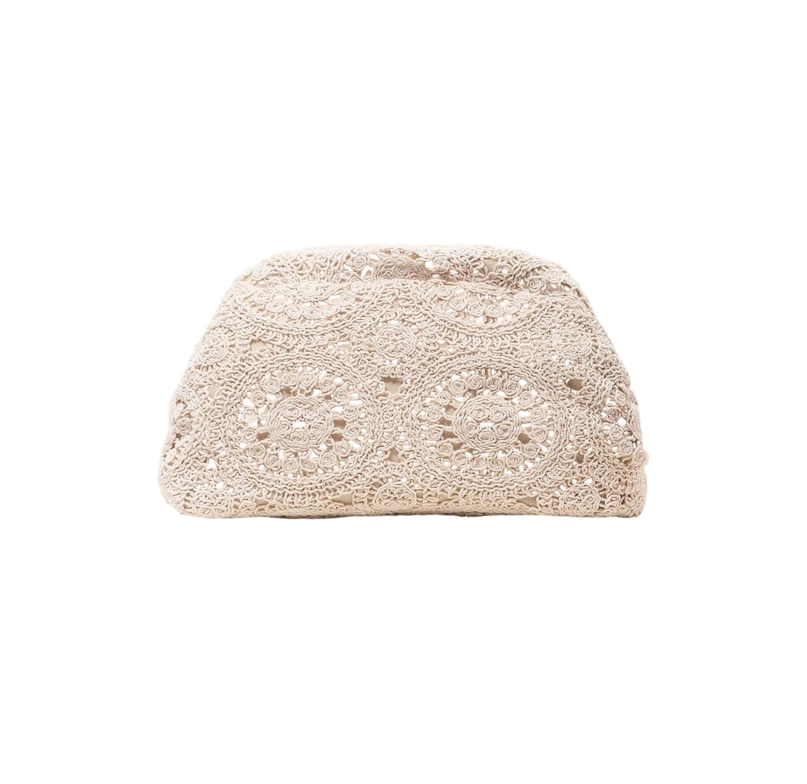 Bohemian Woven Clutch Bag Hollow Straw Purse Clip Closure Beach Casual