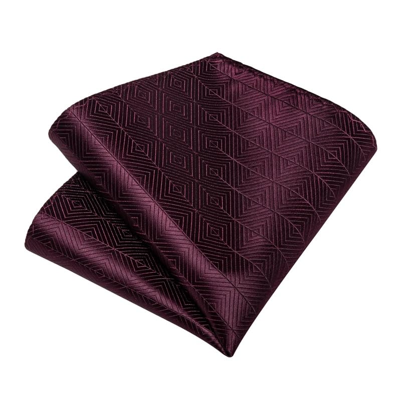 Men Silk Bow Tie Set with Pocket Square Cufflinks
