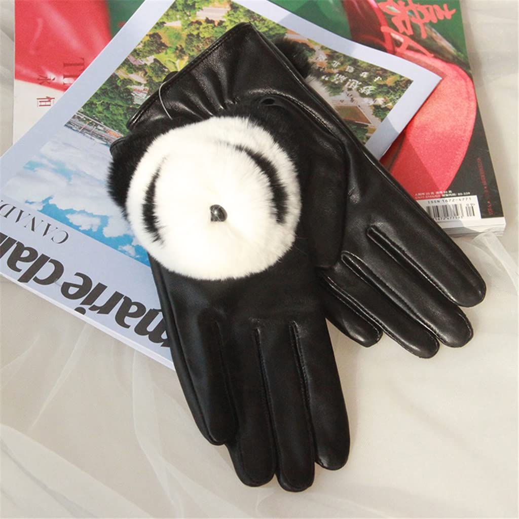 Women Waterproof Windproof Leather Thermal Ski Gloves
