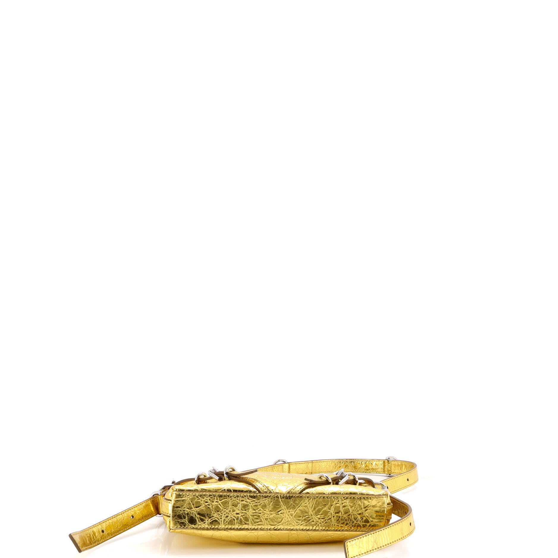 Pre Loved Metallic Leather Mini Shoulder Bag Gold