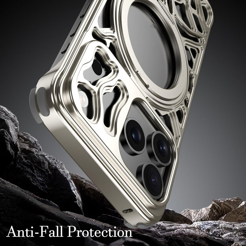 Metal iPhone 17 Case Aluminum Heat Dissipation Magnetic Ring Shockproof Cover