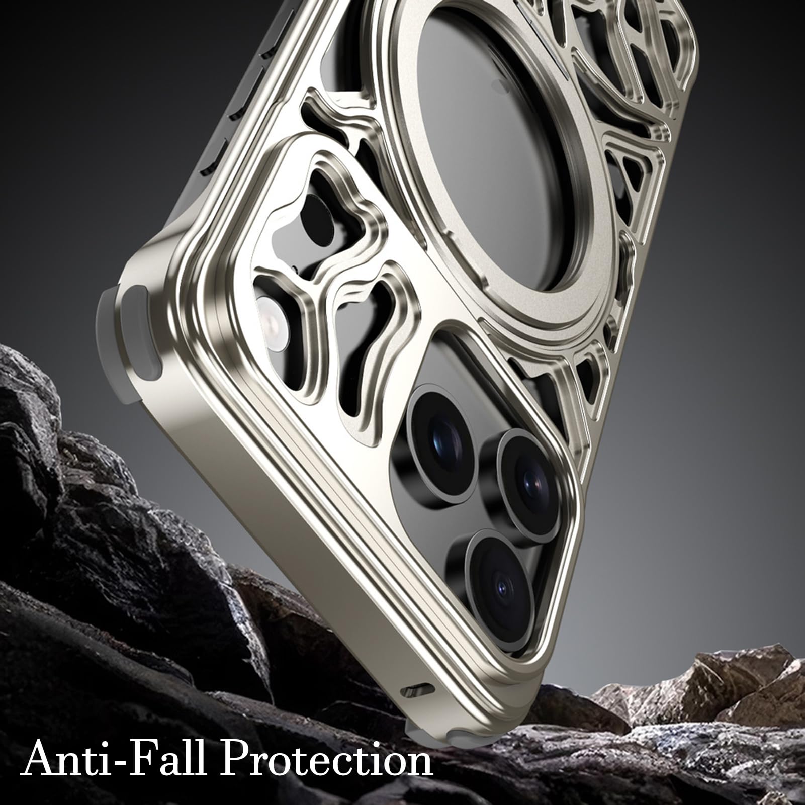 Metal iPhone 17 Case Aluminum Heat Dissipation Magnetic Ring Shockproof Cover