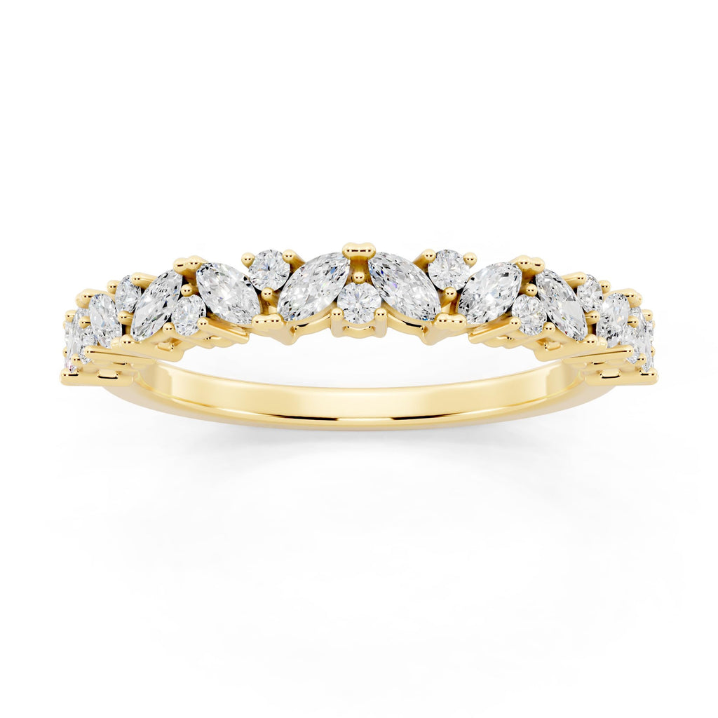 14K Gold Round Marquise Diamond Half Eternity Band
