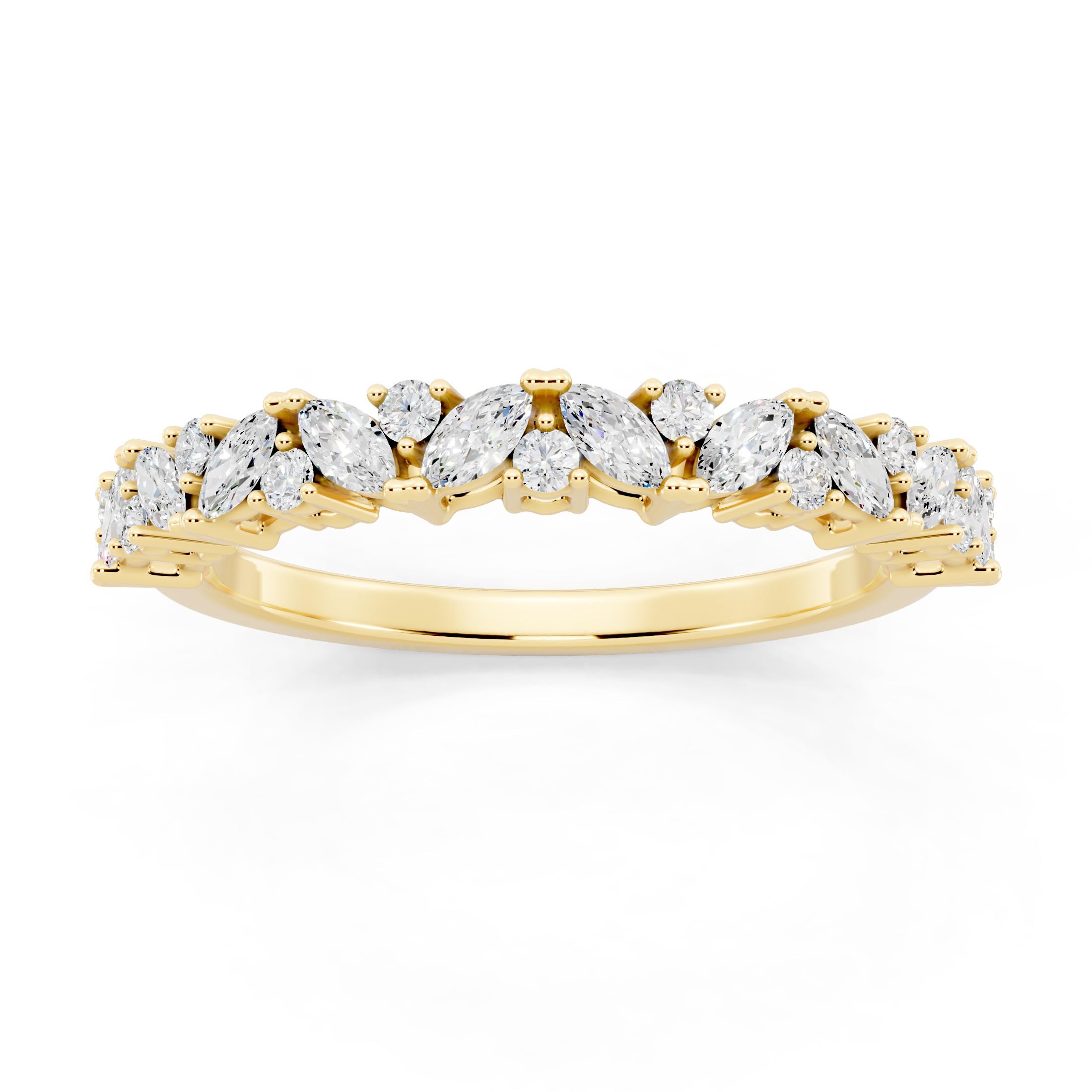 14K Gold Round Marquise Diamond Half Eternity Band