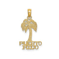 14K Yellow Gold Palm Tree Pendant Necklace Tropical Island Pride Jewelry