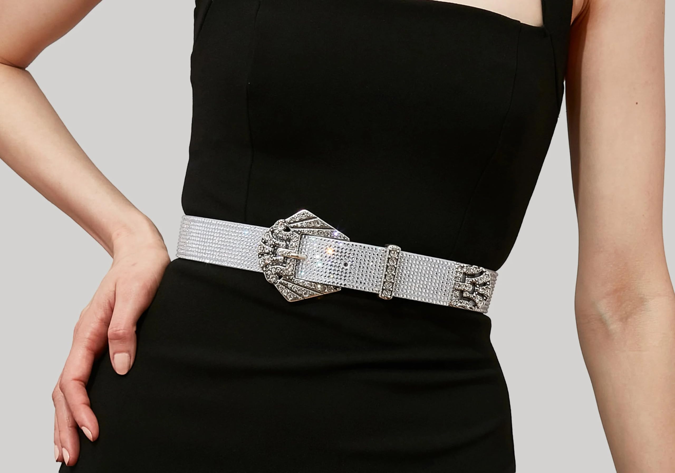 Art Deco Crystal Accent Chain Belt Evening Formal Waist