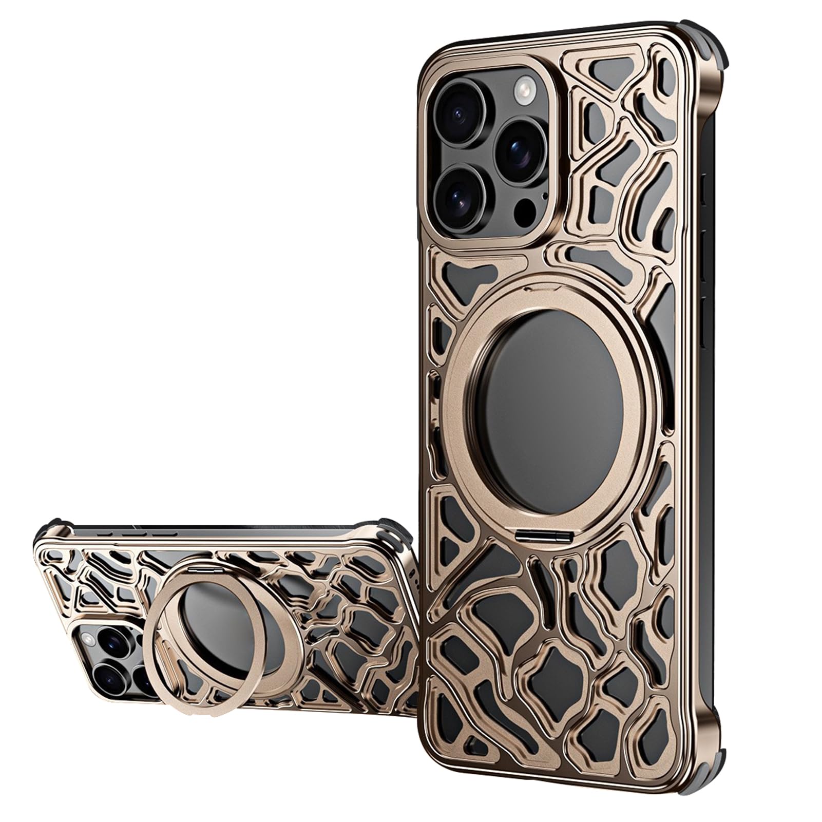 Metal iPhone 17 Case Aluminum Heat Dissipation Magnetic Ring Shockproof Cover