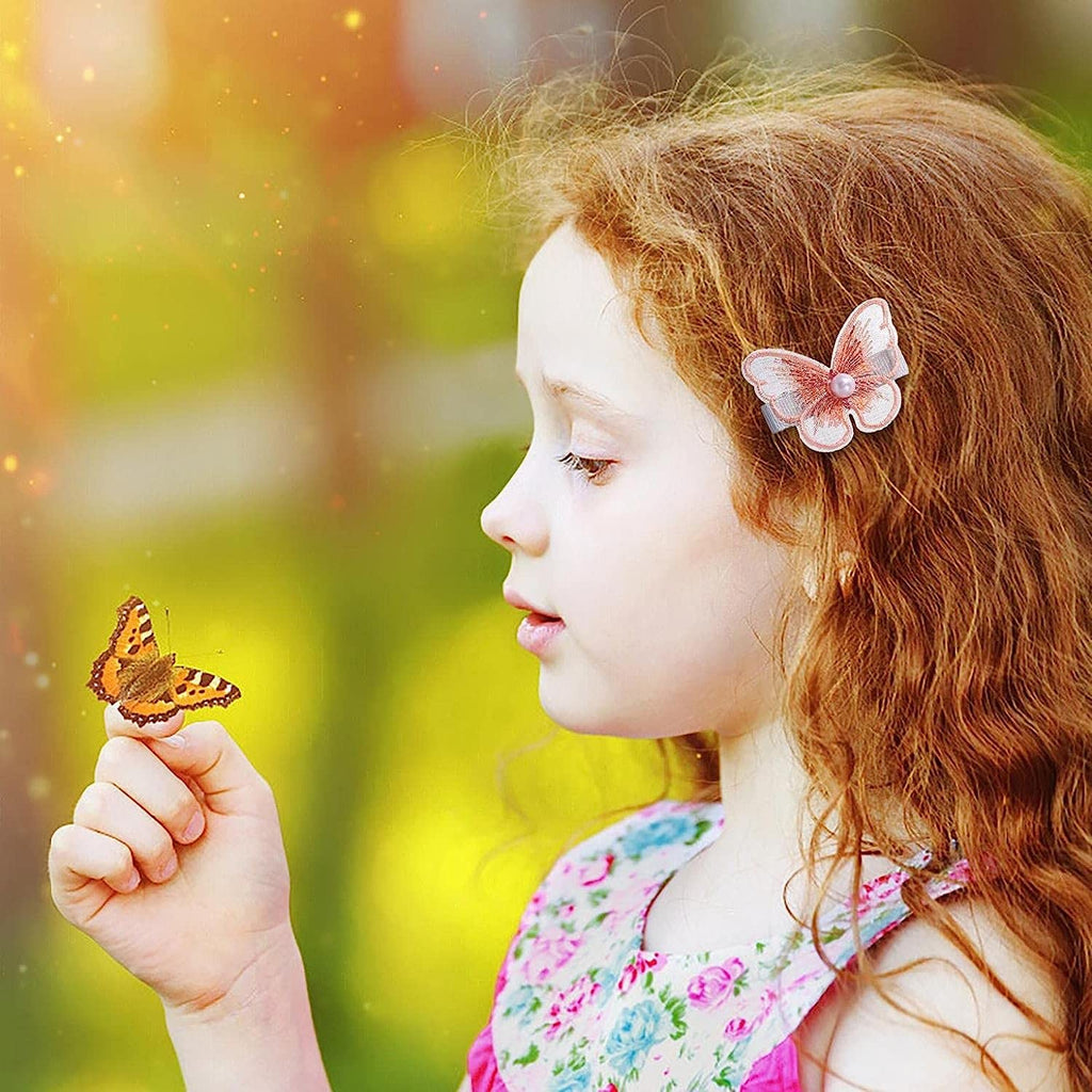 Butterfly Chiffon Hair Clips Beaded Hair Pins Hair Accessories Girls Kids