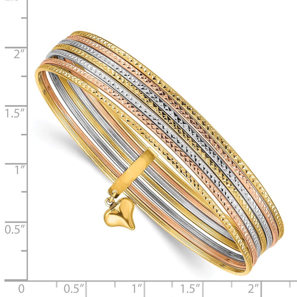 14K Tri Color Gold Thin Stackable Bangle Set of 7