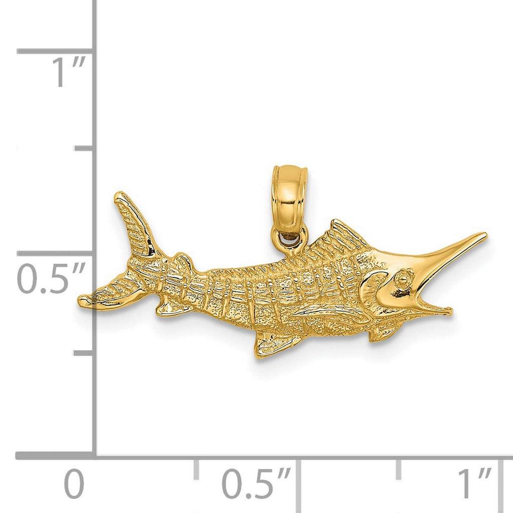 14K Yellow Gold Marlin Pendant Necklace Nautical Ocean Angler Jewelry