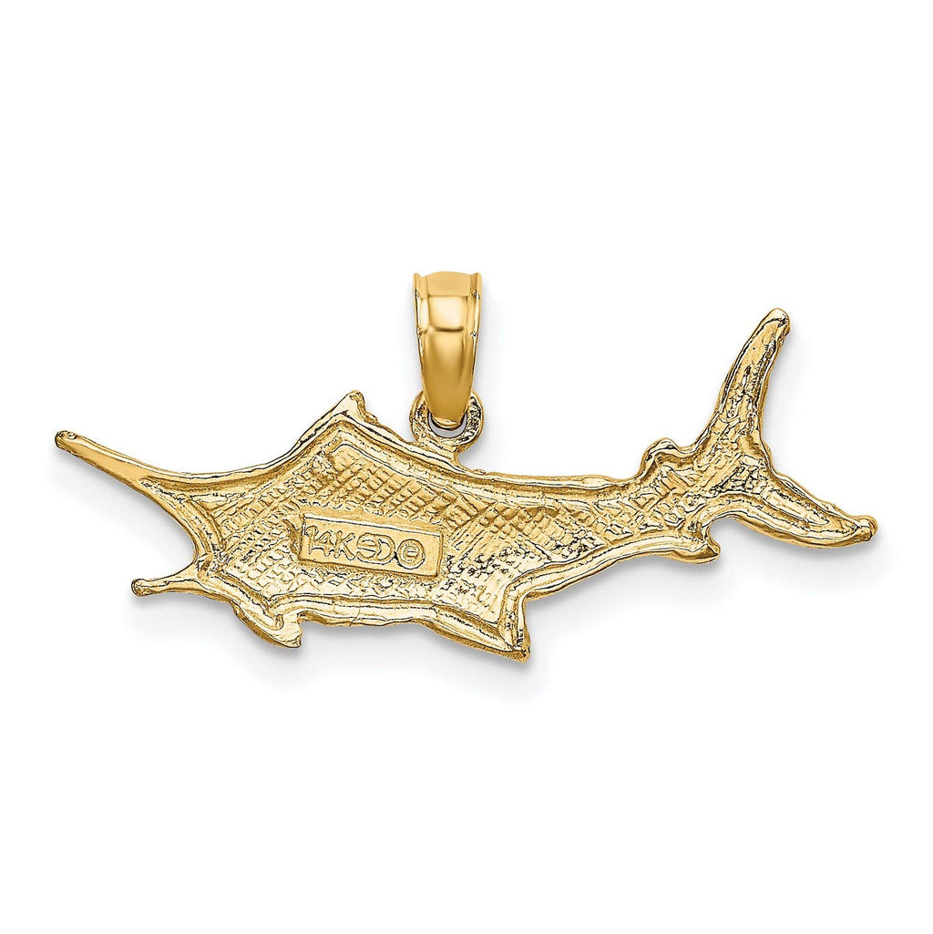 14K Yellow Gold Marlin Pendant Necklace Nautical Ocean Angler Jewelry