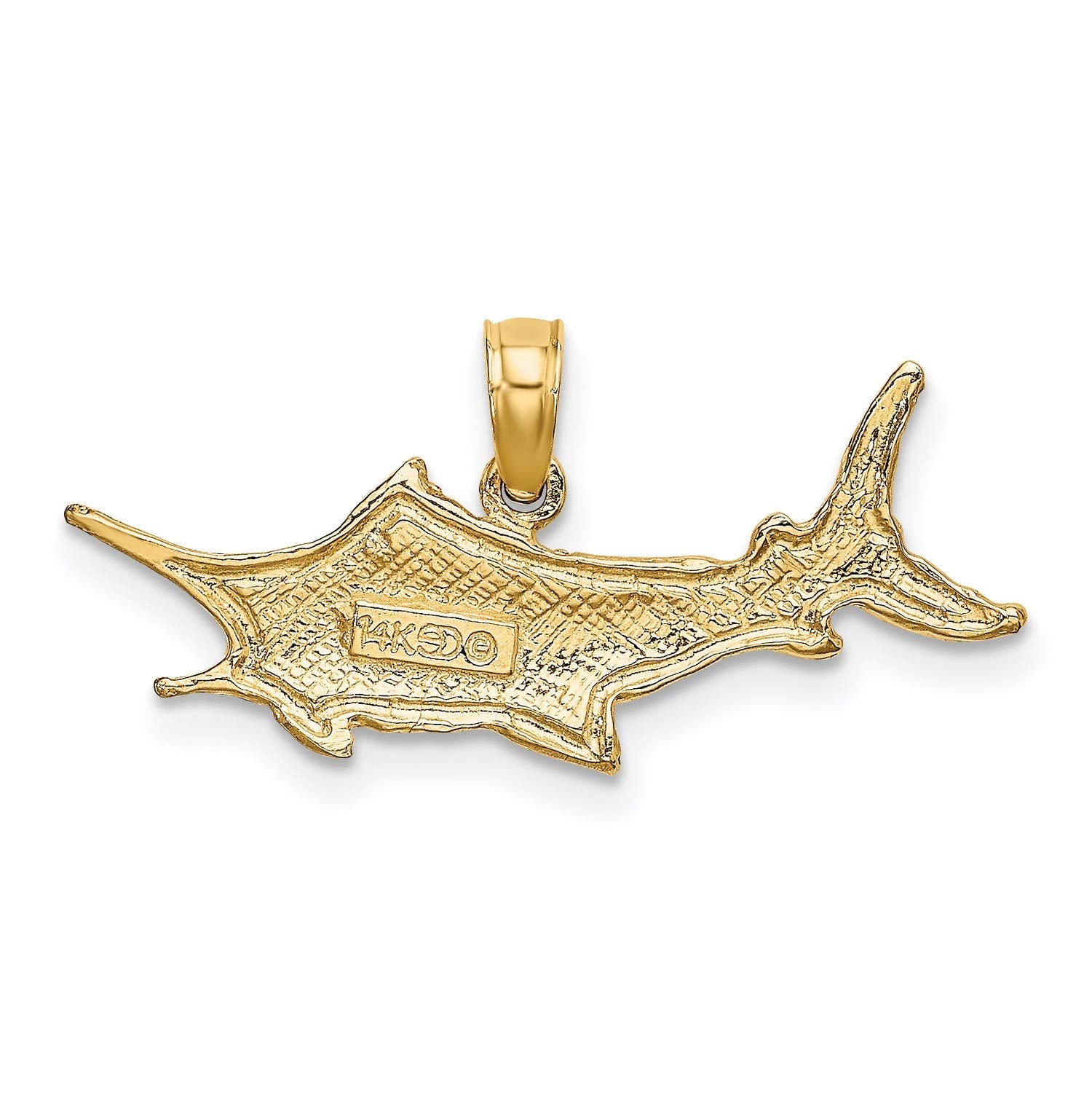 14K Yellow Gold Marlin Pendant Necklace Nautical Ocean Angler Jewelry