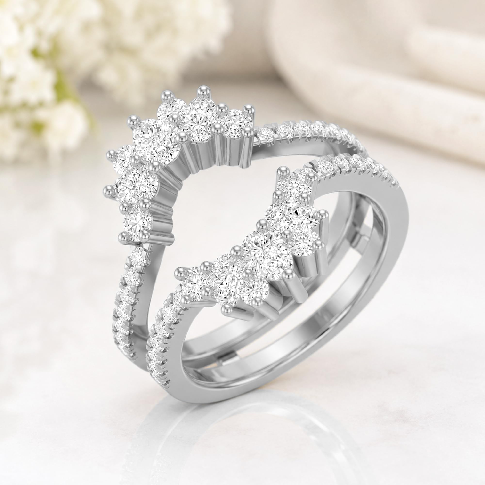 Lab Grown Diamond Enhancer Wedding Band 3/4 Carat DF VS1 Gold Silver