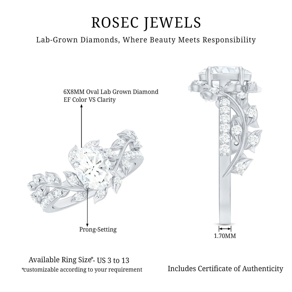 1.5 Carat Lab Grown Oval Diamond Engagement Ring EF VS Women
