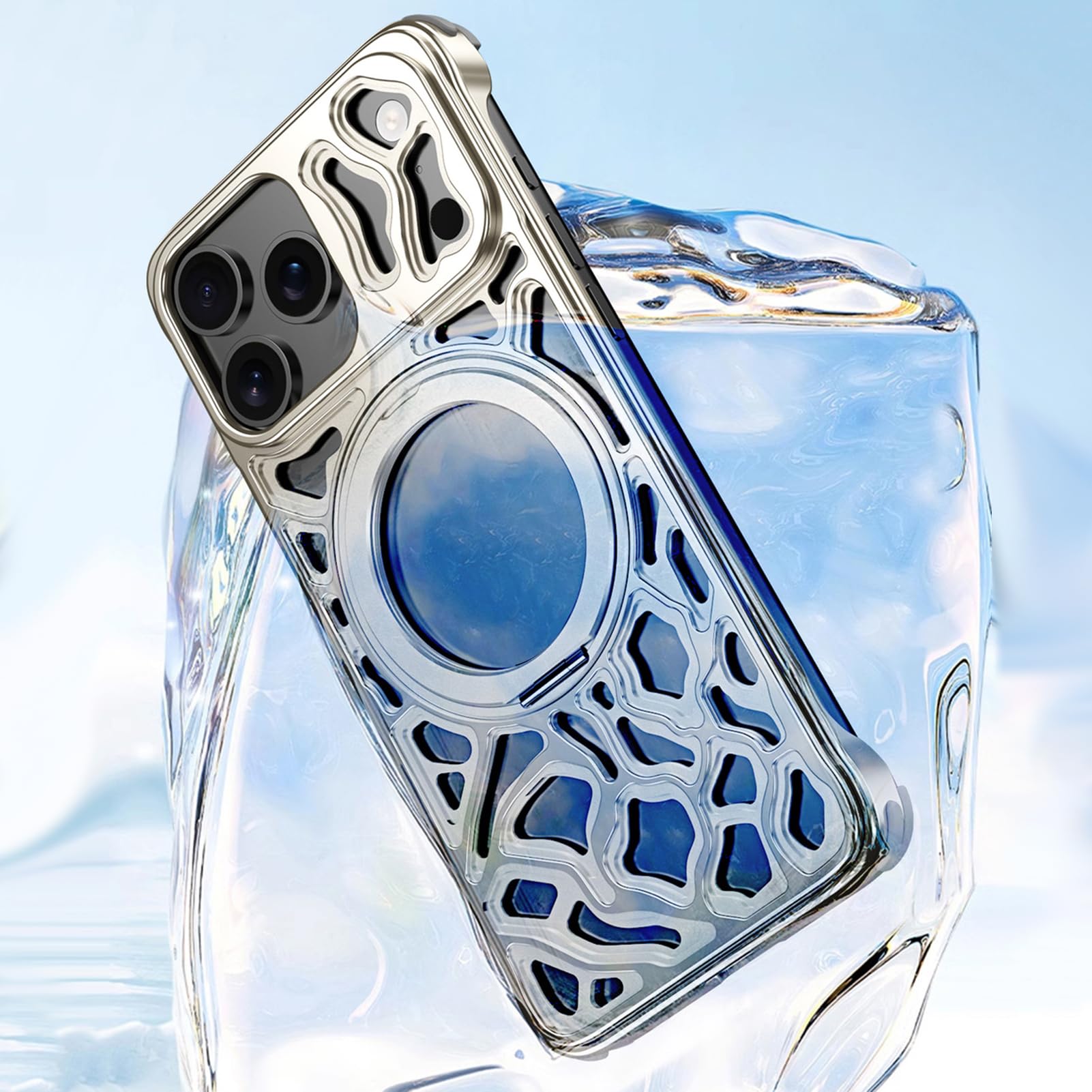 Metal iPhone 17 Case Aluminum Heat Dissipation Magnetic Ring Shockproof Cover