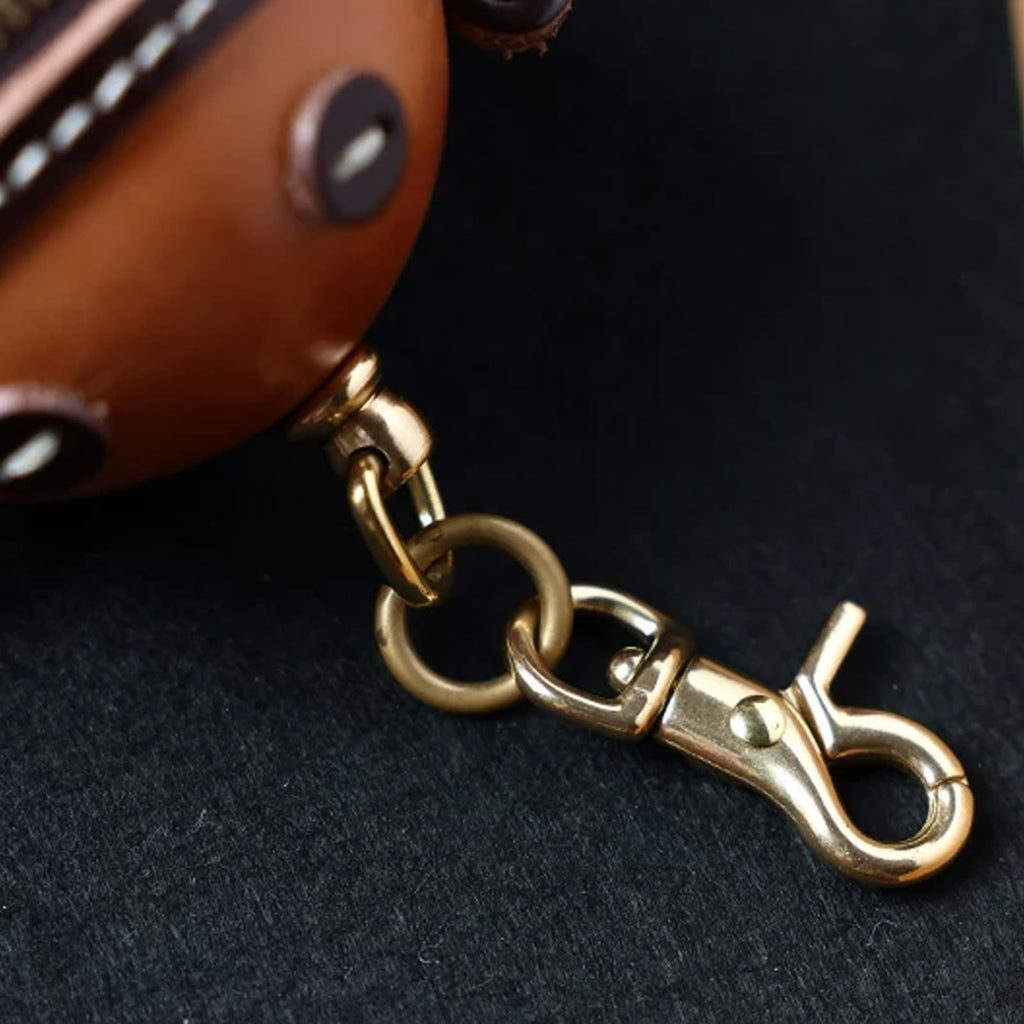 Vegetable Tanned Leather Robot Keychain Mini Zipper Pouch Key Holder Bag Charm