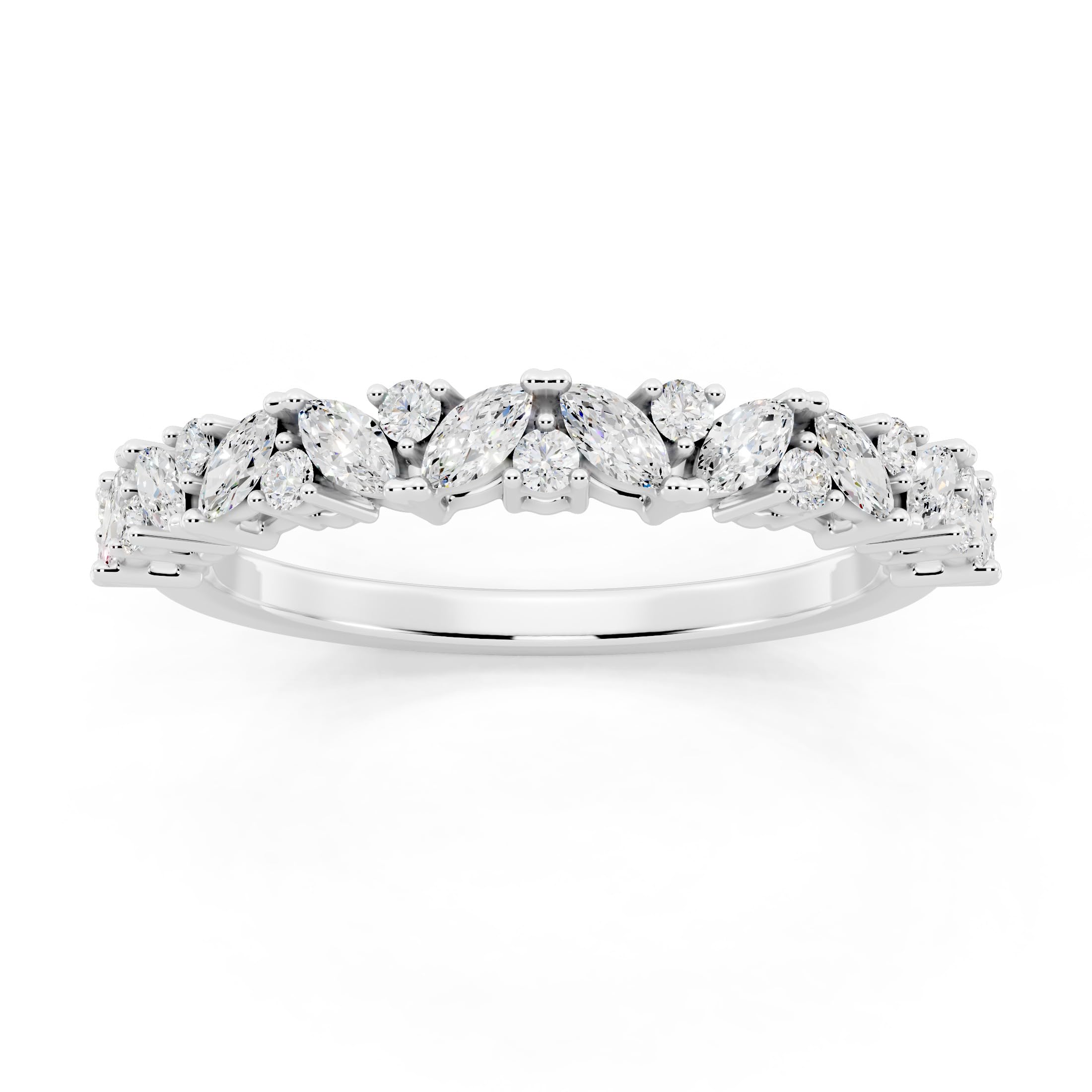 14K Gold Round Marquise Diamond Half Eternity Band