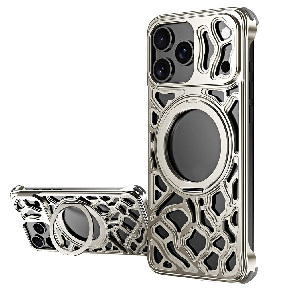 Metal iPhone 17 Case Aluminum Heat Dissipation Magnetic Ring Shockproof Cover