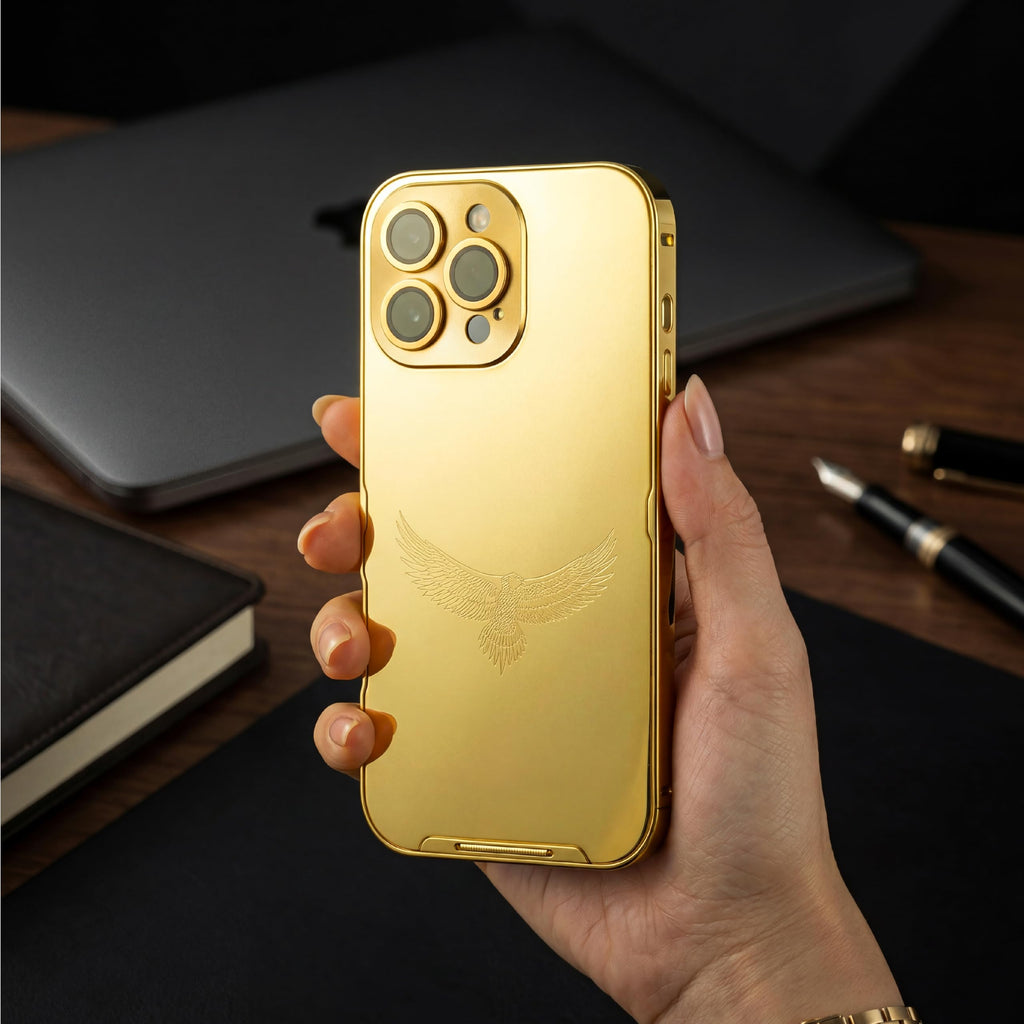 24K Gold Plated iPhone 16 Pro Max Case – Luxury Metal Protective Cover
