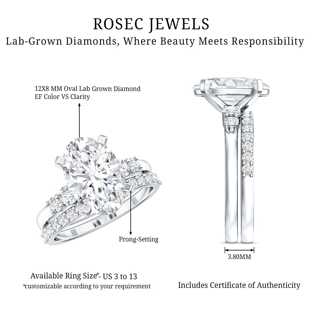 3 Carat Oval Lab Diamond Bridal Set E VS1 IGI