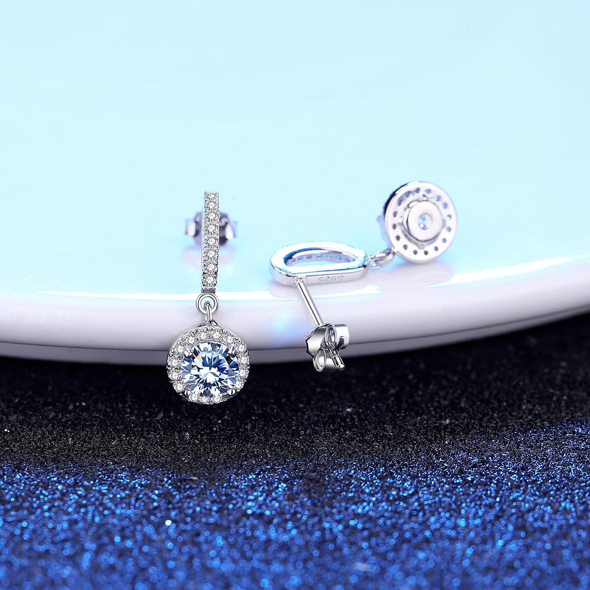 14K Gold 1ct VVS1 D Color Lab Diamond Drop Earrings