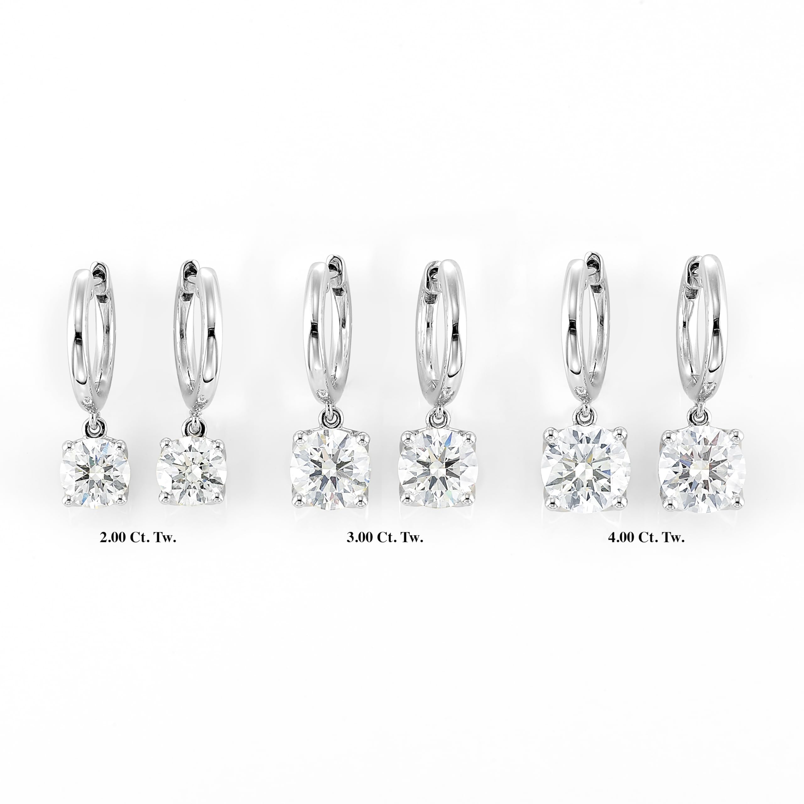 14K Gold Lab Diamond Huggie Drop Hoop Earrings