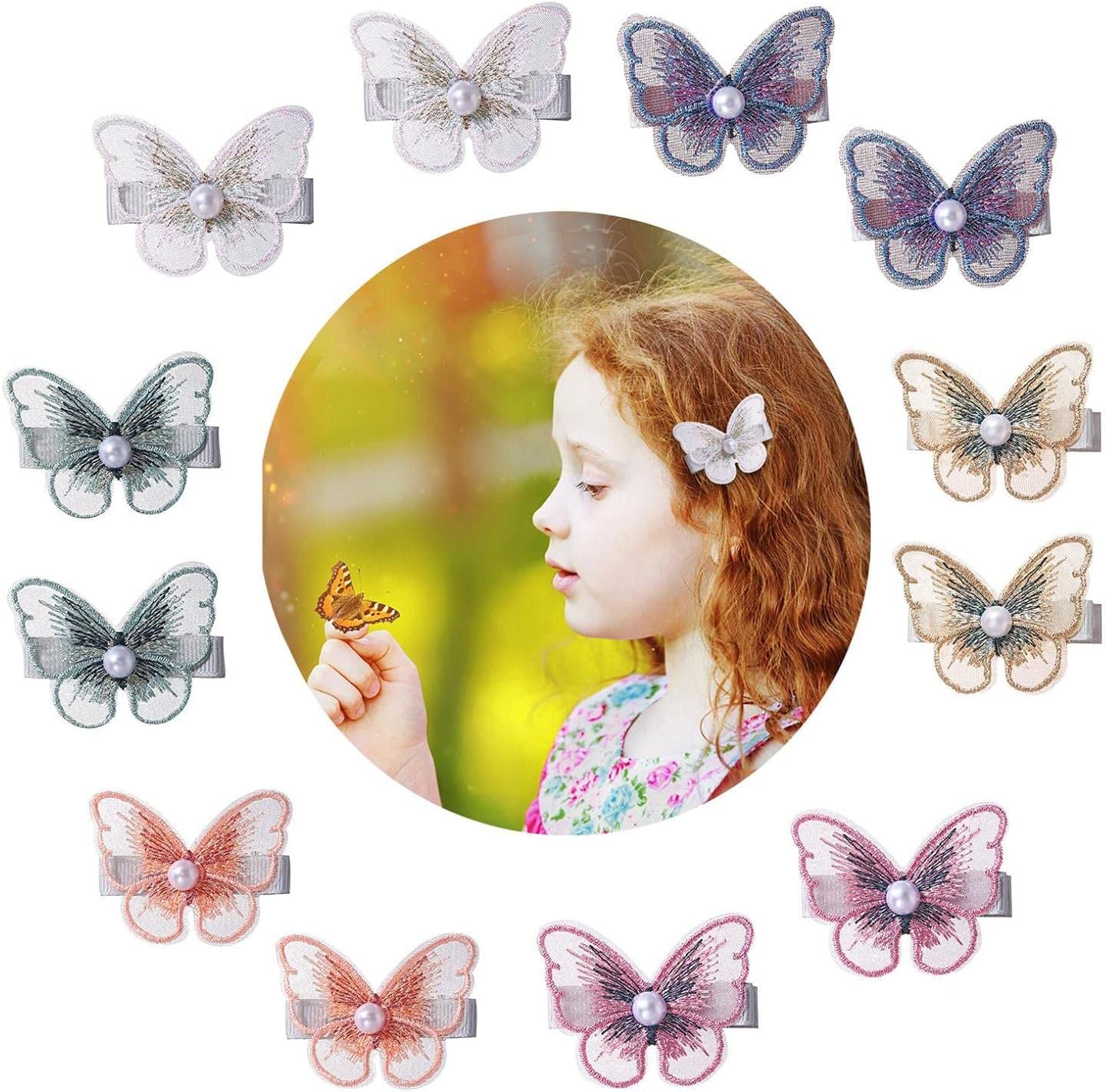 Butterfly Chiffon Hair Clips Beaded Hair Pins Hair Accessories Girls Kids
