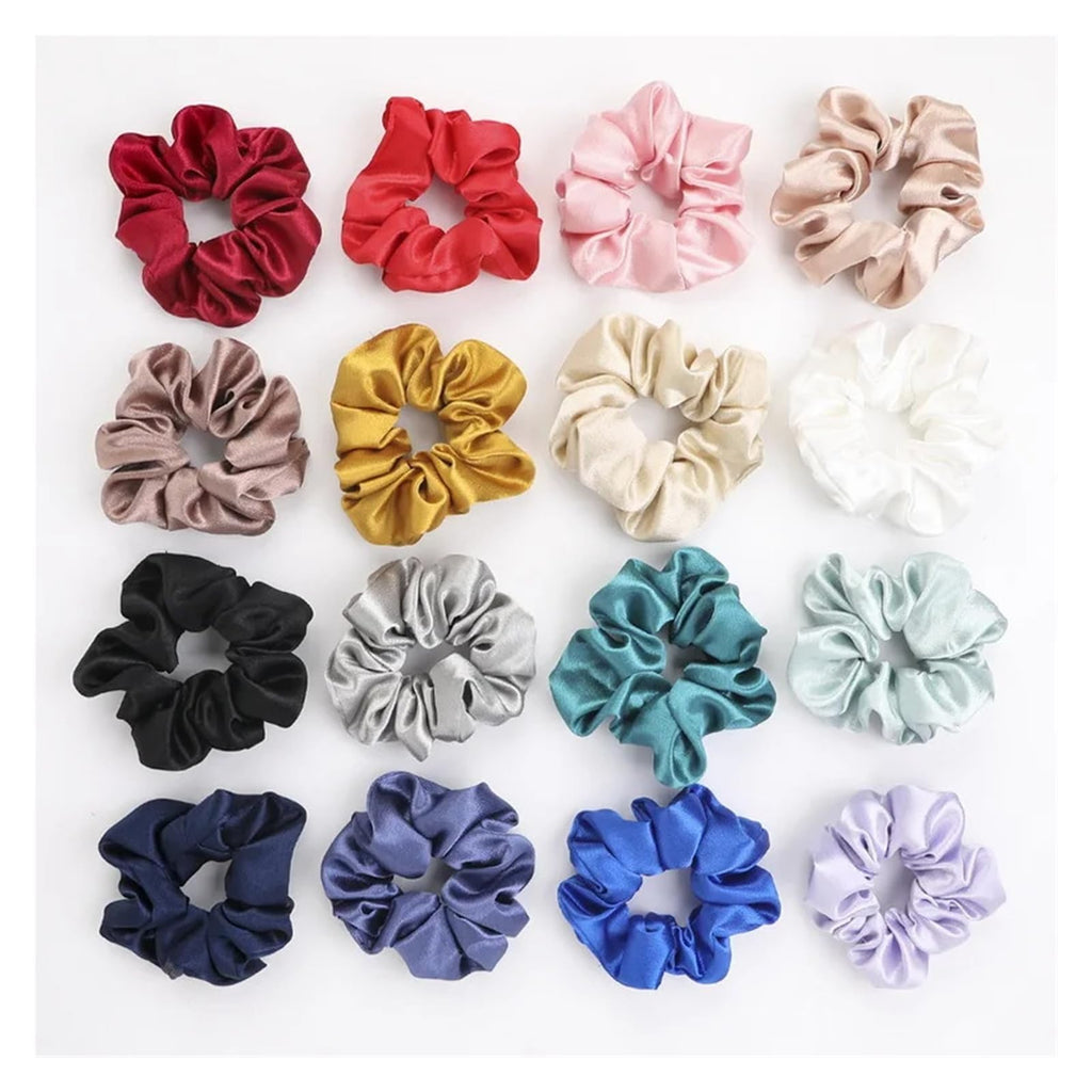 Solid Satin Scrunchies Silk Hair Bands Ponytail Holders Women