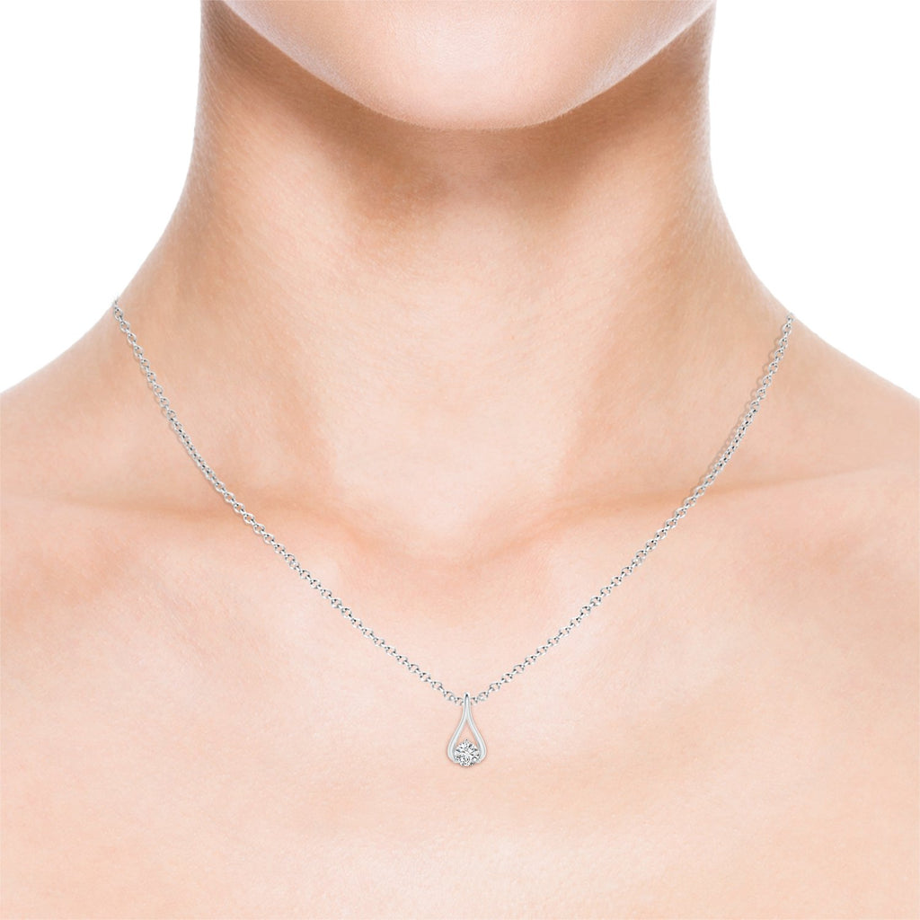 14K Gold Lab Diamond Wishbone Drop Pendant Necklace