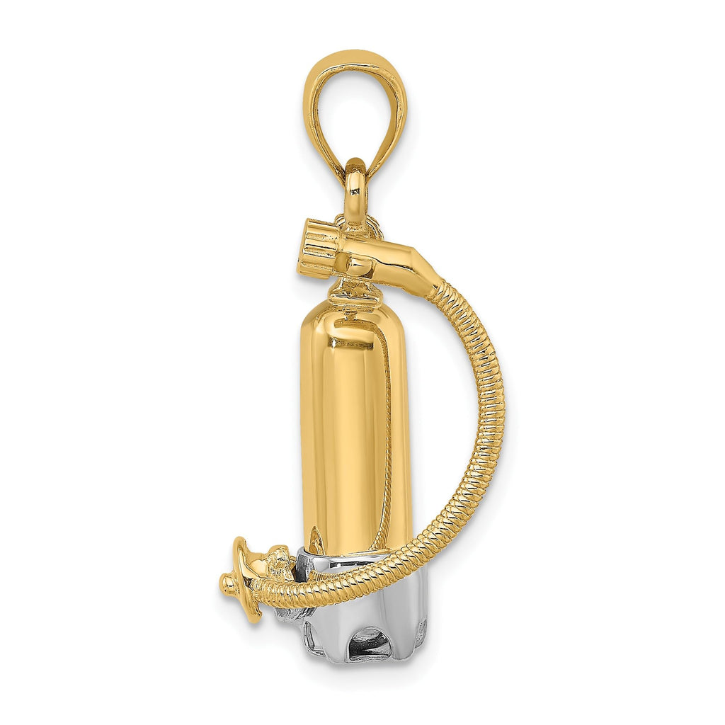 14K Yellow Gold Rhodium Scuba Tank Pendant Necklace Unisex Ocean Adventure Jewelry
