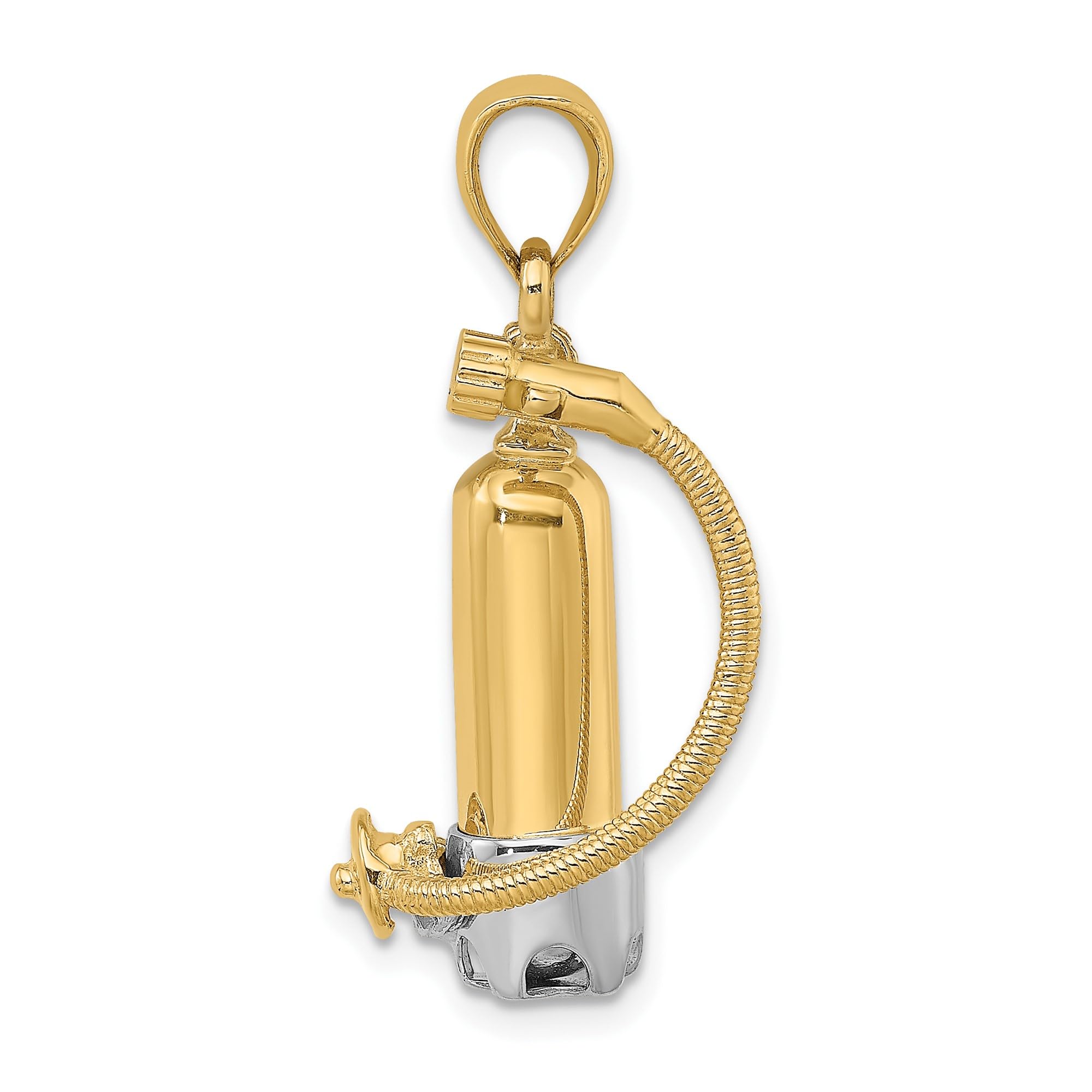 14K Yellow Gold Rhodium Scuba Tank Pendant Necklace Unisex Ocean Adventure Jewelry