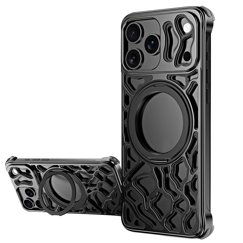 Metal iPhone 17 Case Aluminum Heat Dissipation Magnetic Ring Shockproof Cover