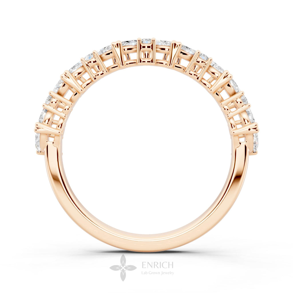 14K Gold Round Marquise Diamond Half Eternity Band