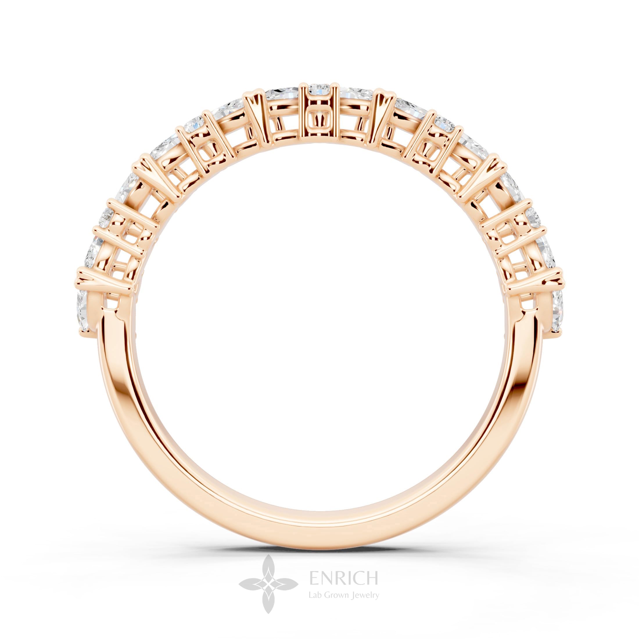 14K Gold Round Marquise Diamond Half Eternity Band
