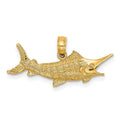 14K Yellow Gold Marlin Pendant Necklace Nautical Ocean Angler Jewelry
